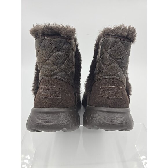 Skechers Go Ga Mat 5 Gen Brown Ankle Boots Booties Comfort Fur Lined Slip On 7 - Picture 3 of 10
